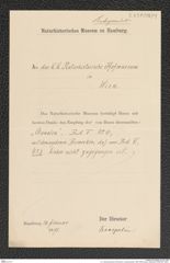 k.k. naturhistorisches Hofmuseum, Intendanzakten 1885-1896 (Hauer), Aktenzahl Z.259/1891, Seite 1